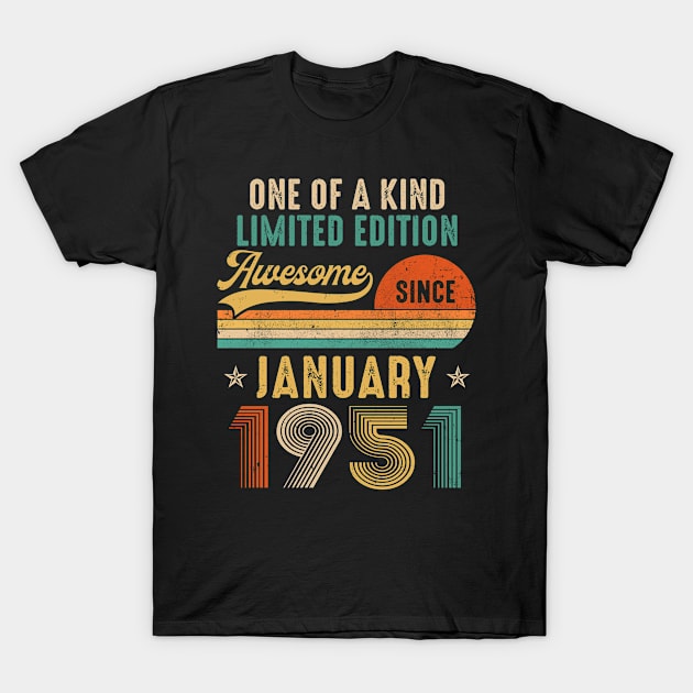 January 1951 Vintage 70 Years Old Retro 70th Birthday Gift T-Shirt by TMSTORE